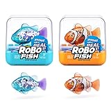 ROBO ALIVE Robo Fish Serie 3 Roboter-Fisch, 2er-Pack, orange und blaugrün, schwimmt in mehrere Richtungen, batteriebetrieben, Spielzeugfisch, Poolspielzeug (2er-Pack, orange und blaugrün)