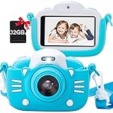 MINIBEAR Kinderkamera 3 Zoll 4K HD Digitalkamera Kind Kamera 50MP IPS-Bildschirm 1800mAh Kinder Camcorder mit 32G TF-Karte Spielzeugkamera für Mädchen Geschenke für 3 4 5 6 8 7 9 Jahre (Blau)