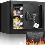 25L Safe Tresor Feuerfest für Zuhause, mit feuerfester Tasche, Digitaler Tresor mit Herausnehmbares Regal und Alarmanlage, Heimsafeschrank Aufbewahrung von Geld, Dokumente, Medik
