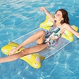 1 PCS Aufblasbare Wasserhängematte, Schwimmbett 4 in1, Aufblasbare Pool Schwimmmatte, Aufblasbare Schwimm, Wasserhängematte Luftmatratze Pool, Luftmatratze Pool, für Erwachsene und Kinder (Gelb)
