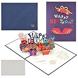 NATUCE 3D Geburtstagskarte, Pop Up Geburtstagskarte, Alles Gute zum Geburtstag Grußkarten mit Umschlag, Geburtstagskarte Lettering - Happy Birthday, Perfekt für Familie, Freunde, Liebhaber, 20 X 15cm