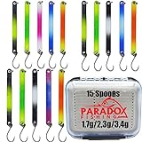 Paradox Fishing Forellen Stick Spoon Set I 15 Spoons je 5X 1,7g/2,3g/3,4g I Thunder Stick Forellenköder Set zum Forellen Angeln Forellenteig Forellen Köder - Spoons Forelle (15 Spoons mit Box)