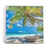 Paul Sinus Wandbild 80x80cm Karibik Traumstrand Sand Meer Palmen Sonnenschein