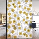 Sichtschutzfolie für Fenster Buntglas dekofolie Fensterfolien mit kreativen Blumen Statische Anti-UV Selbstklebender Glasaufkleber für Badezimmer, Küche, Schlafzimmer, Bü