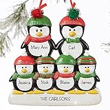 2021 neuer Weihnachtsbaumschmuck, personalisierter Pinguin-Familie, selbstgemachter Name, personalisierbar durch sich selbst, Andenken, Weihnachtsdekoration, Geschenke für Familie und Freunde