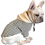 RayMinsino Haustierkleidung für Hunde, schwarz-weiß gestreift, Baumwolle, Hoodie, Pullover, Zweibein-Kleidung, Baumwolljacke, Sweatshirt, Mantel für Welpen, mittelgroße Hunde, Katze