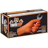 Kunzer Nitril-Einweghandschuhe Orange Tiger Grip Größe L (Dispenser mit 100 Stück)