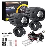 CO LIGHT 2 Stück Motorrad LED Nebelscheinwerfer 60W Bernstein/Gelb Weiß Zweifarbige Zusatzscheinwerfer Offroad Arbeitsscheinwerfer Mit Kabelbaum, kompatibel mit Motorrad Auto SUV LKW ATV