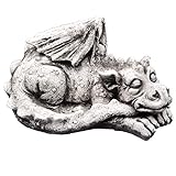 gartendekoparadies.de Massive Steinfigur großer schlafender Stein Drachen Dragon Dinosaurier aus Steinguss frostsicher