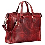STILORD 'Claire' Businesstasche Damen Leder 15 Zoll Laptoptasche DIN A4 Aktentasche Umhängetasche und Handtasche Büro, Farbe:Kara - rot