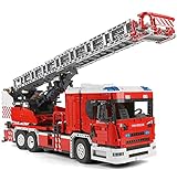 GXDHOME Technik LKW Feuerwehrauto Modell, 4886 Teile Technik Feuerwehr LKW mit Kran,Geschenk für Mädchen und Jungen ab 10 Jahre, Baufahrzeug für Kinder, Kompatibel mit Lego Technik