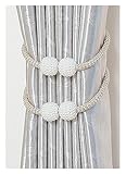Vorhang-Raffhalter mit Quasten, einfache Vorhang-Raffhalter, Webseil, Vorhangseil-Halterung, Polyester-Vorhangseile, Vorhangschnalle, geeignet for Innen- und Außenjalousien, Blau, 3 Paar(Khaki,4 p