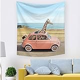 Wandteppich Giraffe verkleiden Zoo Tier Spaß modischen Stil Malerei Stoff Wandbehang Decke Hintergrund Tuch A3 180x200cm