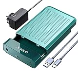 ORICO 3,5 Zoll Festplattengehäuse SATA auf USB C 3.2 HDD Gehäuse für 3,5 2,5 Zoll SSD HDD Max auf 18 TB mit 12 V Netzteil und verbessertem Kabel, werkzeugfrei, unterstützt UASP, grün [M35C3]
