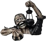 Zombies-Skulptur mit Lampe, Gartenstatue, Walking Dead, Zombie kriecht aus Grab, für draußen, Terrasse, Rasen, Hof, Dekoration, Urlaub, Garten, Geschenk
