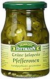 Feinkost Dittmann Grüne Jalapeño-Peperoni, in Ringe geschnitten Glas, 6er Pack (6 x 335 g)