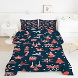 Bettdecke 220x240 Christbaumkugel Steppdecke 220x240 Schleife 4 Jahreszeiten Bettdecken mit 2 Kissenbezug, Waschbar Microfaser Bettzeug, Warme Weiche Bettdecke ohne BezugY887