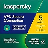 Kaspersky VPN Secure Connection | 5 Geräte | 1 Benutzerkonto | Monatliches Abo | PC/Mac/Android/iOS | Aktivierungscode per Email