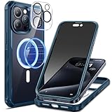 seacosmo Sichtschutz Hülle für iPhone 15 Pro Max [Kompatibel mit Magsafe], Anti-Spy Handyhülle 360 Grad Schutzhülle, Stoßfestes Case mit Privacy Panzerglas und Kamera Schutzfolie [9H HD]-B