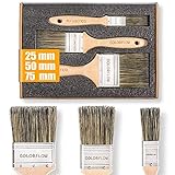 Colorflow® Lasurpinsel Set 3-teilig - Hochwertige Flachpinsel - Pinsel zum Holz streichen - Pinsel für Lasur - Pinselset Maler - Malerpinsel Set für den Profi