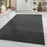 HomebyHome Teppich Wohnzimmer 120x170 cm Anthrazit Einfarbig Meliert Design - Schlafzimmer Teppich Kurzflor Extra Weich Pflegeleicht Teppiche Waschbar für Küche E
