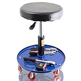 Bituxx® Werkstatthocker Drehhocker Rollhocker Hocker Drehstuhl Sitz Werkstatt Werstattstuhl Stufenlos höhenverstellbar Rund Farbe:Blau