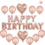 HAPPY BIRTHDAY Ballons Banner, Tumao Rosegold Luftballon Folienballons Buchstabenballons Luftballons Geburtstag, Latex Ballons, elegante Party Supplies für Frauen, Kinder Baby Mädchen Party.