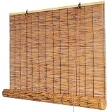 Bambusrollo, Bambus Rollo, Bambus Raffrollo, Rollos aus natürlichem Bambus, Sonnenschutz und Atmungsaktiv Rollo, Für Den Innen- Und Außenbereich-Braun-110x170cm(Breite x Höhe)