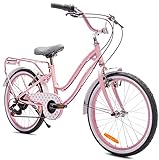 Sun Baby Mädchenfahrrad Heart Bike 20 Zoll Radgröße zur Auswahl 6 Gang Kinderfahrrad Kinderrad für Mädchen von 6 bis 10 Jahre verstellbare Höhe 20 Zoll (Rosa)