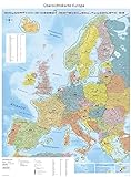 Große Europakarte mit Laminierung (beschreib- und abwischbar), 89,5 x 122,5 cm, mit Flaggen, Bundesländern und Schengenraum, Auflage 2023