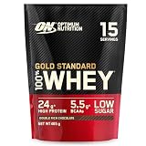 Optimum Nutrition Gold Standard 100% Molkenproteinpulver für Muskelaufbau und -regeneration mit natürlich vorkommendem Glutamin und BCAA-Aminosäuren, Double Rich Chocolate, 15 Portionen, 465 g