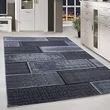 HomebyHome Teppich Wohnzimmer 120x170 cm Schwarz und Anthrazit Moderne Wand Design - Esszimmer und Schlafzimmer Teppich Kurzflor Teppich Extra Weich Pflegeleicht - Carpet Living R