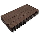 IDMarket - 5 Stück Terrassenfliesen WODHY Eckig Klickfliesen Verbundholz Taupe 60 x 30