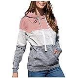 Damen Hoodie Sweatshirt Farbblock Aesthetic Kapuzenpullover Essentials Y2k Oversize Vintage Lässig Langarm Shirts Teenager Mädchen Tunika Tops Hoodies