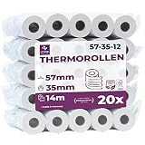 Ec-Cash Thermorollen 57mm x 14m x 12mm - Kassenrollen - Thermopapier - Bonrollen für Bankomat - Kredit-Kartenlesegeräte – mit SEPA-Lastschrifttext (EC-Cash - 57x35x12-14 Meter mit LST - 20 Rollen)