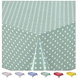 Home Direct Wachstuch Tischdecke Abwaschbar Eckig 140 x 200 cm Kleine Tupfen Salbeigrü