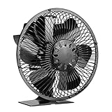 BTYQKZVPM, Ofenventilator, Kaminofenventilator, 6 Flügel, wärmebetriebener Ofenventilator mit Abdeckung, Holzbrenner, umweltfreundlich, leise, großes Luftvolumen, Kaminventilator,