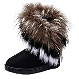 Minetom Damen Winter Schnee Stiefel Stiefeletten Warm Pelz Stiefel Schuhe (Schwarz 36)