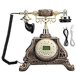 Antikes Telefon, feststehendes Vintage-klassisches europäisches Retro-Festnetztelefon altmodisches Tischtelefon-Dekor mit Anzeige eingehender Anrufe und Wahlwiederholungsfunktion mit einer Taste