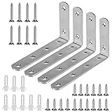 Winkelverbinder, 90 Grad Edelstahl Winkel Klammern Lang 125 x 75 x 3 mm Dick Mit Schraube für Möbel Tabelle Stuhl Bücherregal Schränke Wandbefestigung Anbau (4 Stück)