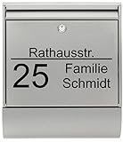 Hausnummer & Straßenname Personalisiert – Familienname Aufkleber für Briefkasten & Haustür, Selbstklebende Folie in Schwarz oder Weiß, Namensschild & Hausnummernschild Familie N