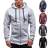 Herren Zip Hoodie Multifunktionelle Fahrradjacke ÄRmeln Radjacke Laufjacke Atmungsaktiv Herbst Neue Einfarbige Herrenjacke Mit Kapuzenfleece-Freizeitmantel lauschig