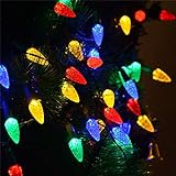 Zholuzl Fairy String Lights Solarbetriebene 30/50 LEDs C6 Erdbeere Schnur beleuchtet im Freien 8 Modi Weihnachtsbeleuchtung Hochzeit Patio-Garten-Dekor-Lichter Hell