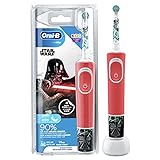 Oral-B Kids Starwars Elektrische Zahnbürste/Electric Toothbrush für Kinder ab 3 Jahren, 2 Putzmodi für Zahnpflege, extra weiche Borsten, 4 Sticker, Designed by Braun, rot (Design kann variieren)