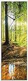 Artland Wanduhr ohne Tickgeräusche Glas Quarzuhr 20x60 cm Rechteckig Lautlos Wald Bach Landschaft Natur Sonne Bäume T9IO