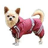 FJYMY Hund Regenmantel-Haustier Regenmantel wasserdichte Hund Kleidung Jacke Welpen Regenmantel Reflektierende Streifen for Kleine Hunde Pet Rain Mäntel (Color : Red, Size : L)