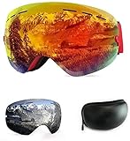 Skibrille, mit Beschlag und UV-Schutz, für Wintersportarten, Snowboardbrille mit austauschbarer, sphärischer Dual-Linse, für Männer, Frauen und Jugendliche, für Schneemobil, Skifahren oder Skaten