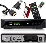 RED OPTICUM Sat Receiver HD für Satellitenschüssel, Satelliten Receiver Sat, 1080p, Full HD, AAC-LC Audio, HDMI, SCART, USB 2.0, Koaxial - Einkabel tauglich DOCS - AX SBOX Set + HDMI Kab