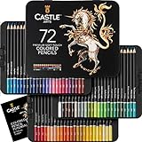 Castle Art Supplies 72 Buntstifte Set |Hochwertige Farbminen mit weichem Kern für erfahrene Künstler, Profi- und Farbkünstler | Geschützt und sortiert in einer Präsentationsbox aus Blech