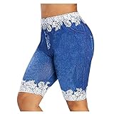 N\P Schmetterlingsdruck Short für Frauen Casual Mid Taille Denim Jeans Kurze Shorts